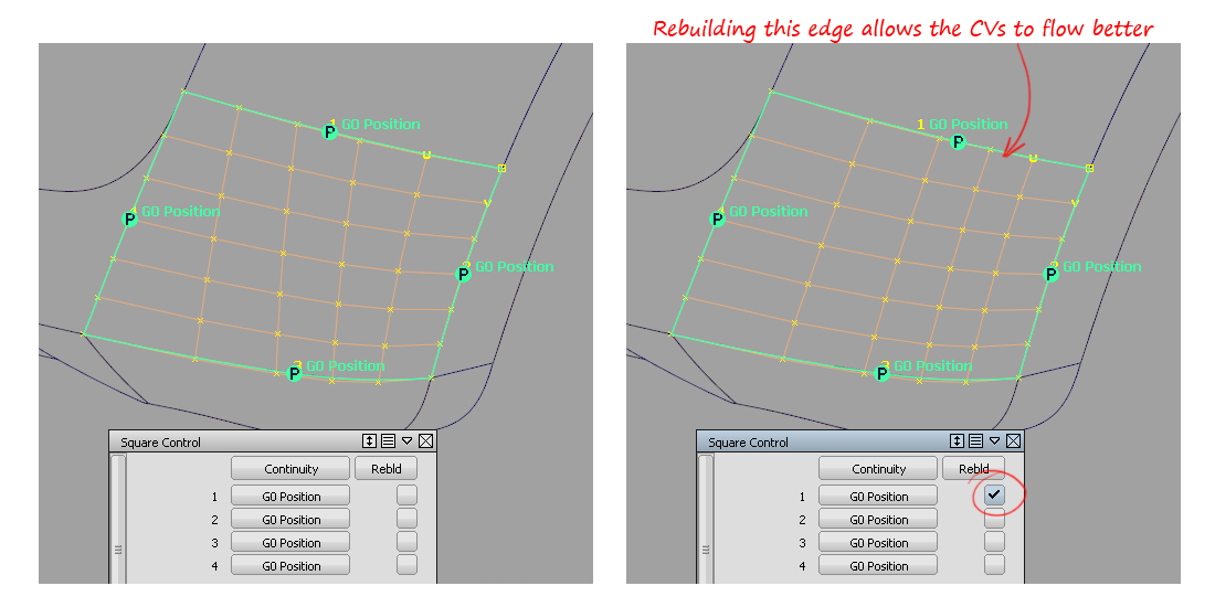 Using rebuild to match edges